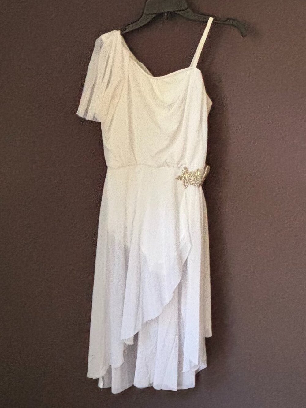 Weissman 15118 White Flutter Sleeve Midi Lyrical Dance Costume Dress XLC
